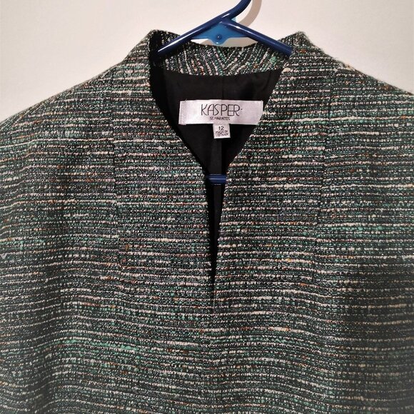NWOT Kasper Women’s Kiss-Front Jacket Woven Green Size 12 - Picture 4 of 6
